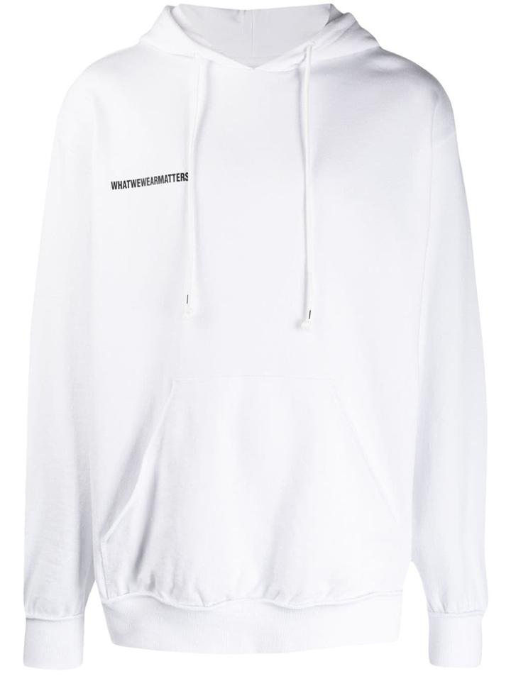 Wwwm Logo Drawstring Hoodie - White