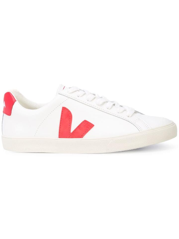 Veja Contrasting Side Logo Sneakers - White