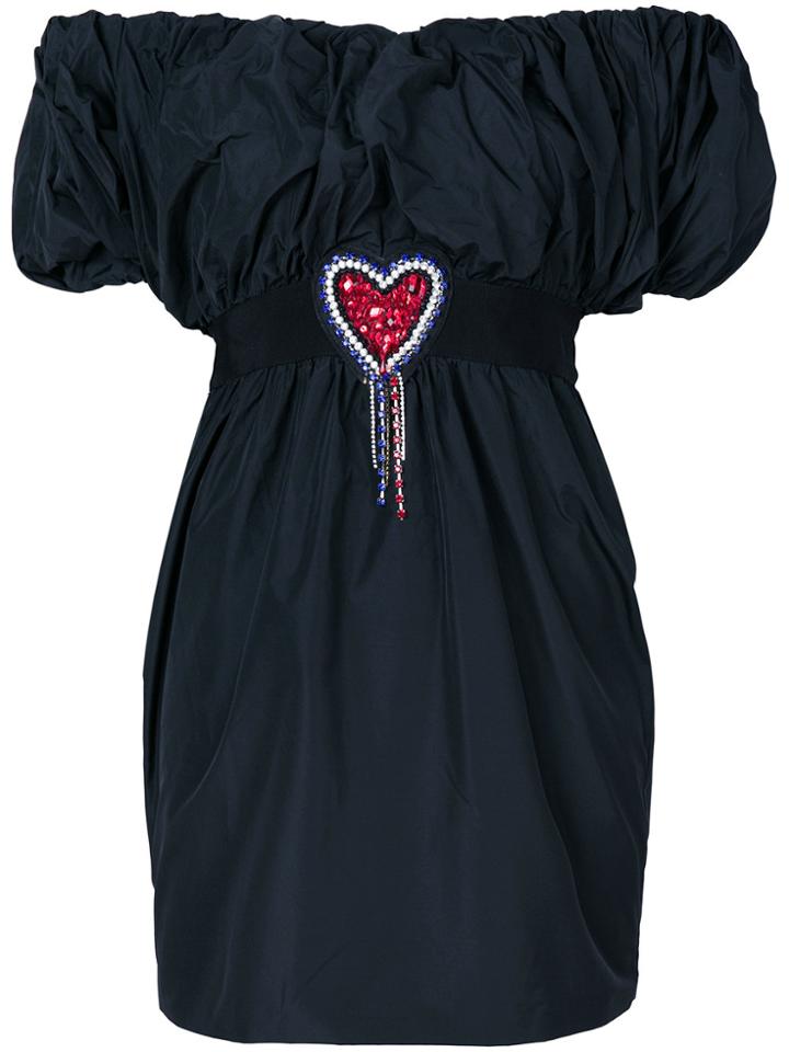 Msgm Off-the-shoulder Mini Dress - Black
