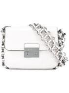 Michael Michael Kors Piper Flap Shoulder Bag, Women's, White, Leather/metal (other)