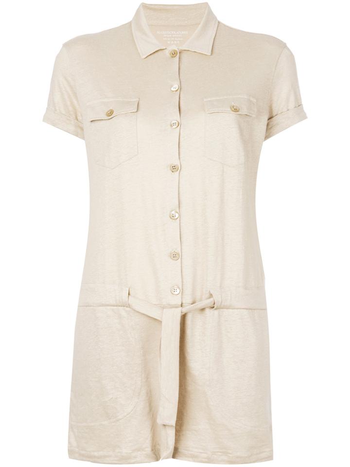 Majestic Filatures Shirt Playsuit - Nude & Neutrals