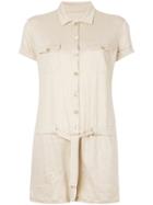 Majestic Filatures Shirt Playsuit - Nude & Neutrals