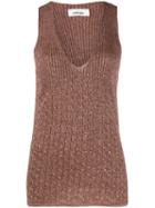 Circus Hotel Lamé Knitted Tank Top - Brown
