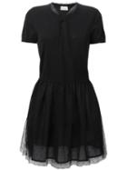 Red Valentino Flared Tulle Dress, Women's, Size: Small, Black, Polyamide/virgin Wool