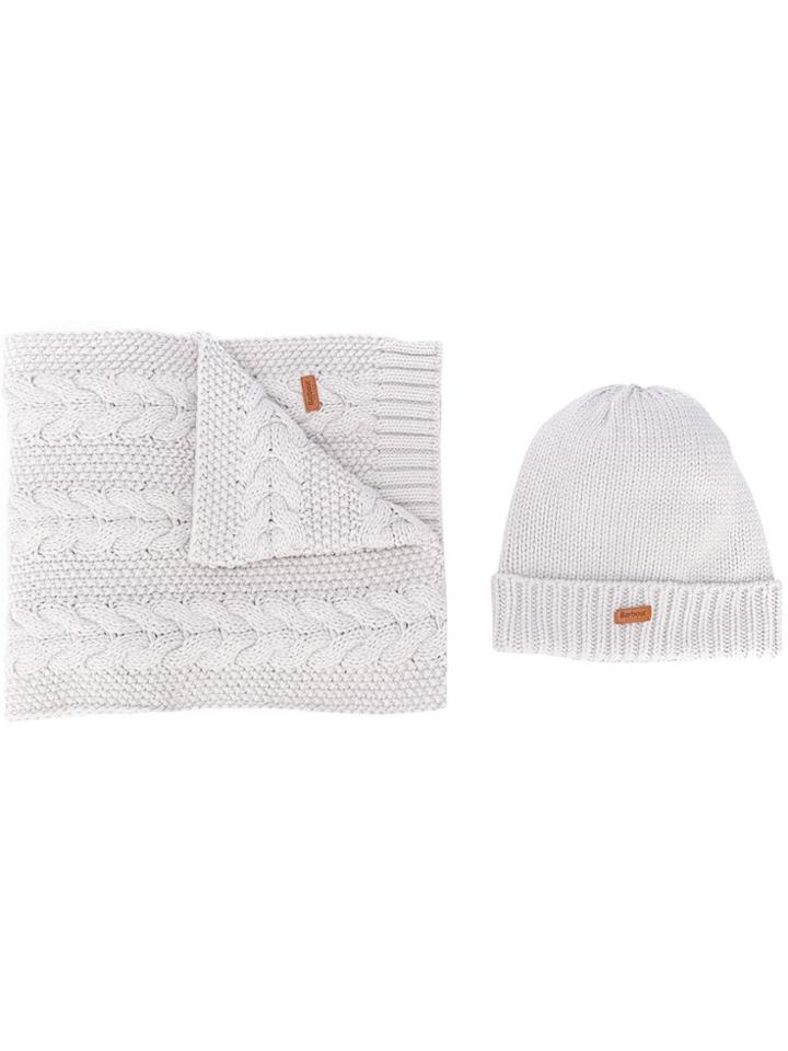 Barbour Knitted Hat And Scarf Set - Grey