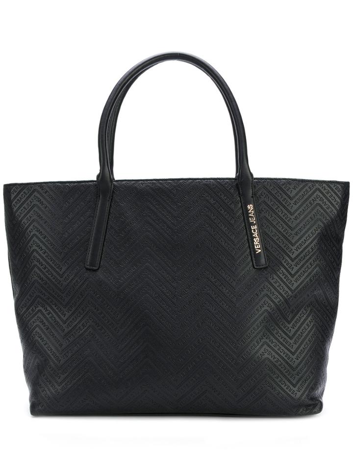 Versace Jeans Logo Embossed Tote - Black