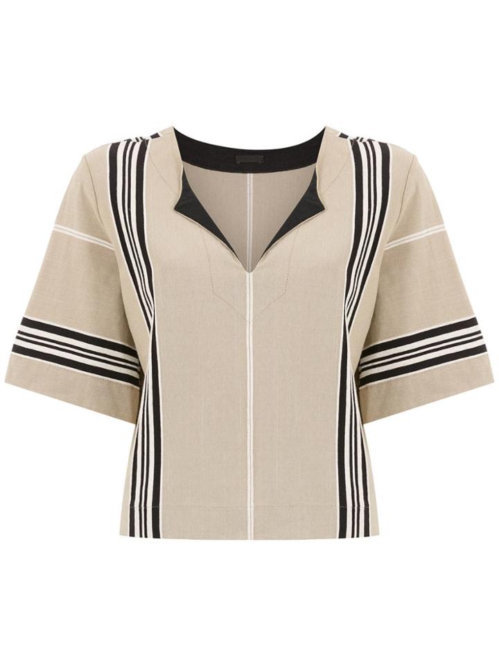 Osklen Top With Stripe Details - Neutrals