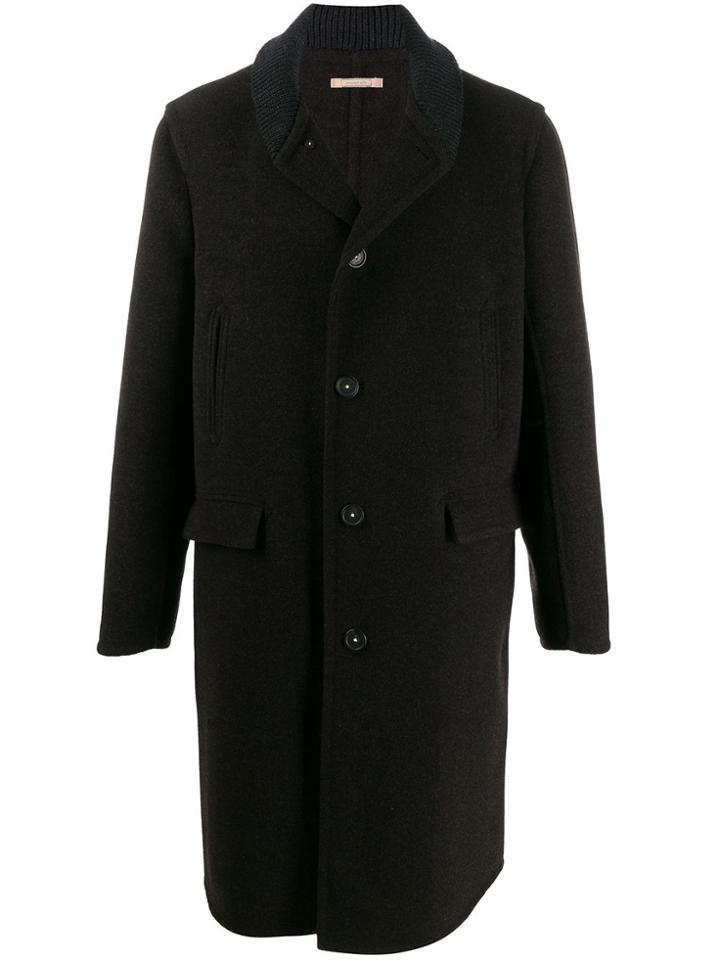 Massimo Alba Knit Collar Coat - Brown