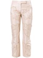 Alexander Mcqueen Textured Panel Trousers, Women's, Size: 44, Pink/purple, Silk/polyamide/virgin Wool