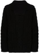 Raf Simons Aran Cable Knit Layered Jumper - Black