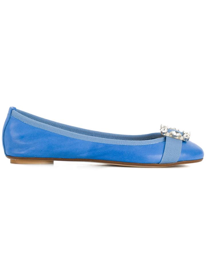 Anna Baiguera Embellished Buckle Ballerinas - Blue