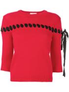 Fendi - Lace Through Knit Top - Women - Cotton/viscose/cashmere - 42, Red, Cotton/viscose/cashmere