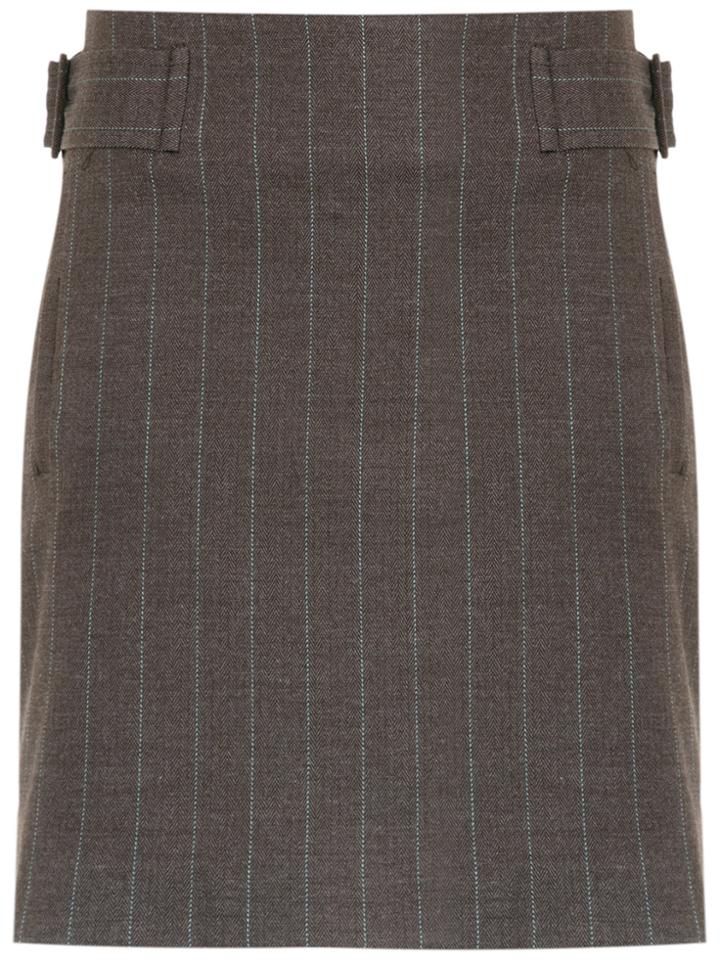 Egrey Side Buckles Straight Skirt - Brown