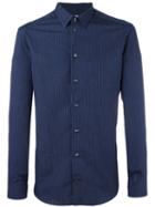 Armani Collezioni Striped Shirt, Men's, Size: 38, Blue, Cotton
