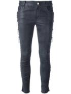 Pihakapi Skinny Cropped Trousers, Women's, Size: Small, Blue, Calf Leather/cotton/spandex/elastane