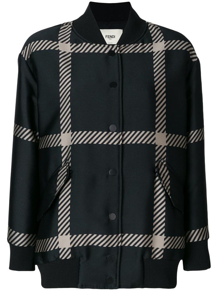 Fendi Embroidered Bomber Jacket - Black