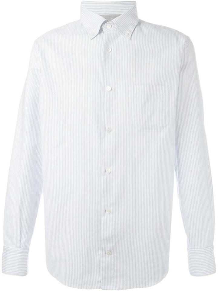 Eleventy Striped Shirt, Men's, Size: 39, Blue, Cotton