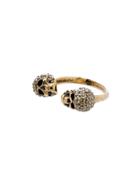 Alexander Mcqueen Crystal-embellished Skulls Ring - Gold