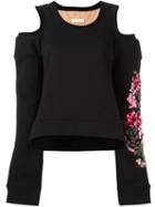 Ssheena Cut-off Shoulders Sweatshirt, Women's, Size: Medium, Black, Cotton