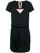 No21 - V Neck Dress - Women - Silk/polyester/spandex/elastane/viscose - 44, Black, Silk/polyester/spandex/elastane/viscose