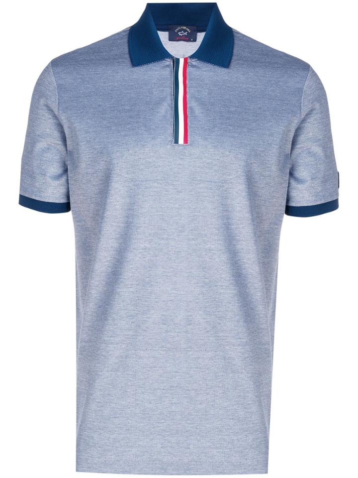 Paul & Shark Striped Trim Polo Shirt - Blue