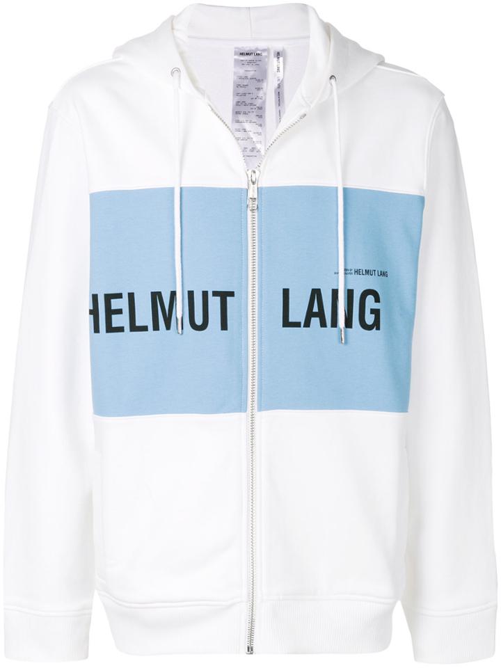 Helmut Lang Zip Front Logo Hoodie - White