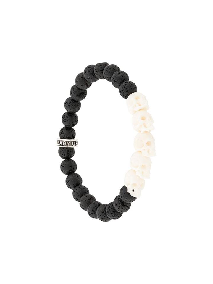 King Baby Skull And Bead Bracelet - Black