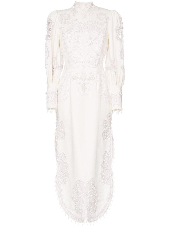Zimmermann Ninety-six Silk And Linen Blend Maxi Dress - White