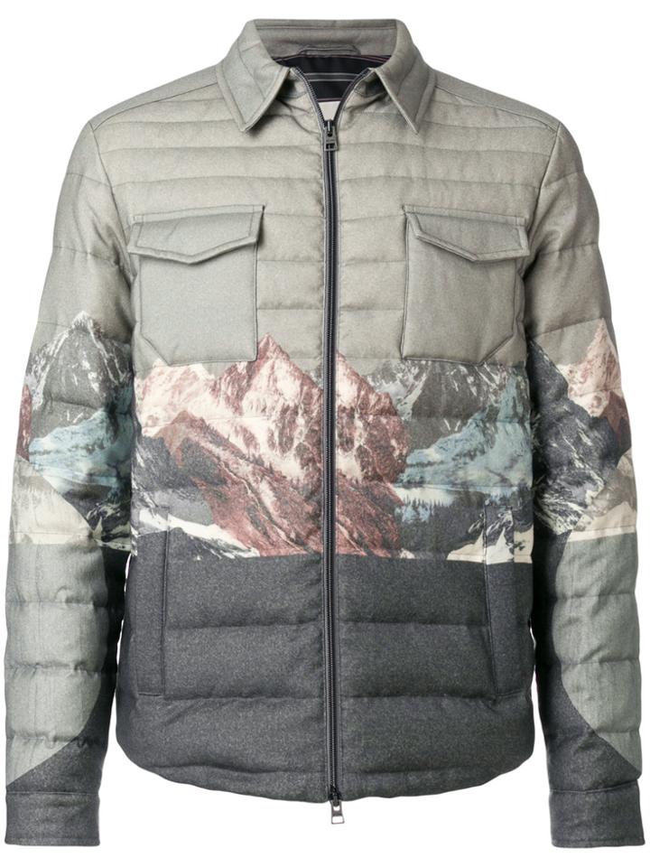 Etro Padded Coat With Print - Grey