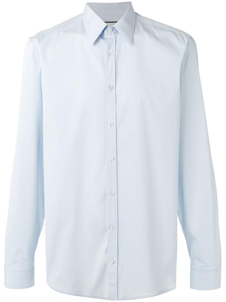 Gucci Pointed Collar Shirt, Men's, Size: 15 1/2, Blue, Cotton/polyamide/spandex/elastane