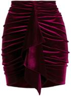 Alexandre Vauthier Velvet Ruched Mini Skirt - Red