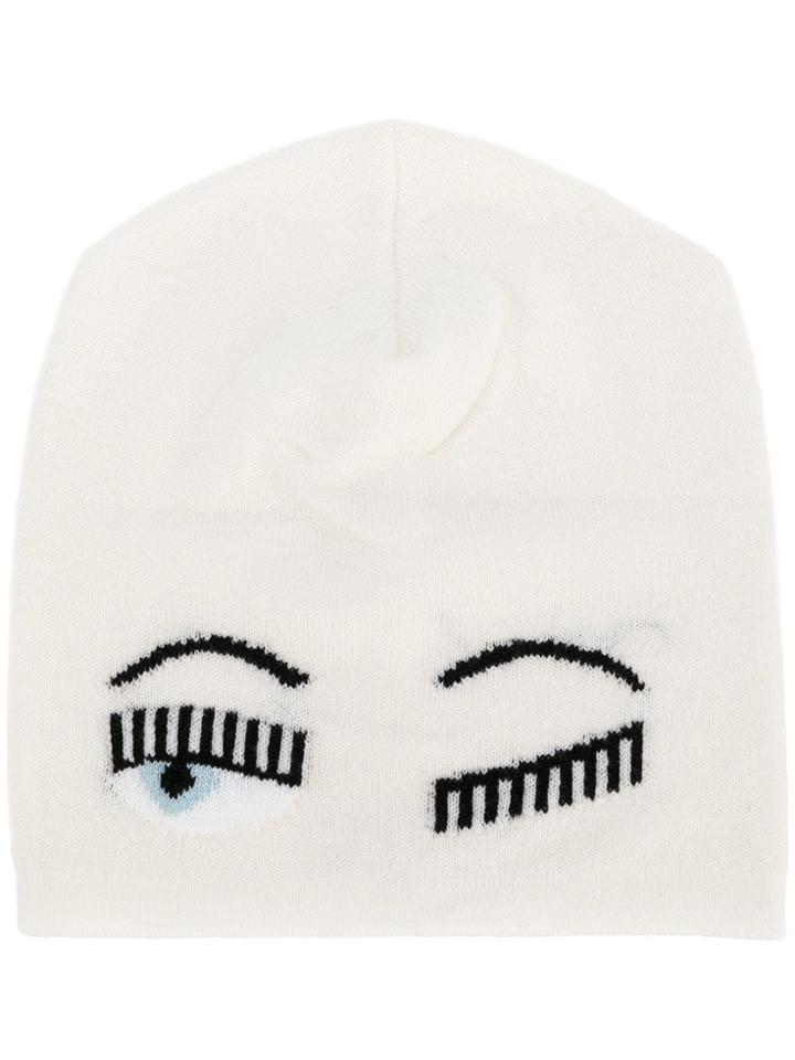 Chiara Ferragni Flirting Knit Cap - White