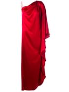 Gianluca Capannolo - Silky One-shoulder Gown - Women - Polyester/triacetate - 44, Red, Polyester/triacetate