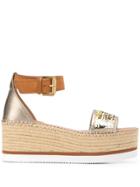 See By Chloé Metallic Platform Espadrilles - Gold