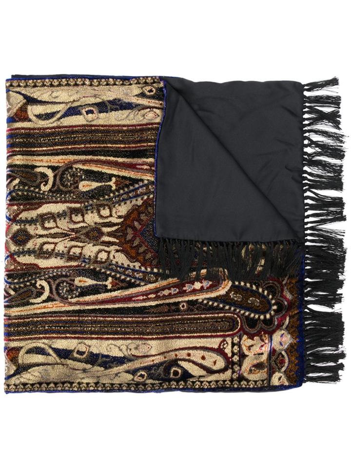 Etro Velvet Print Scarf - Black