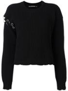 Filles A Papa Ribbed Eyelet Detail Jumper, Women's, Size: Ii, Black, Cotton