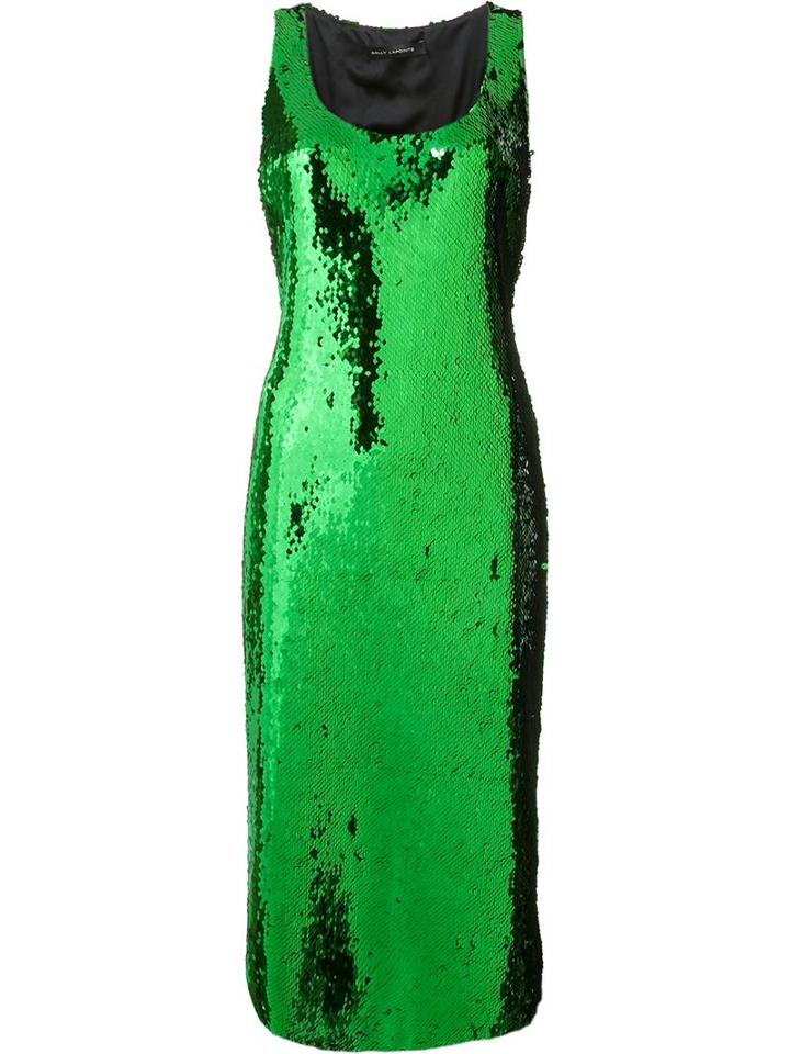 Sally Lapointe Sequined Slip Dress, Women's, Size: 4, Green, Polyester