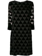 Clips Triangle Mosaic Sheer Dress - Black