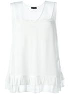 Twin-set Ruffled Hem A-line Top, Women's, Size: M, White, Viscose/polyester/polyamide/spandex/elastane