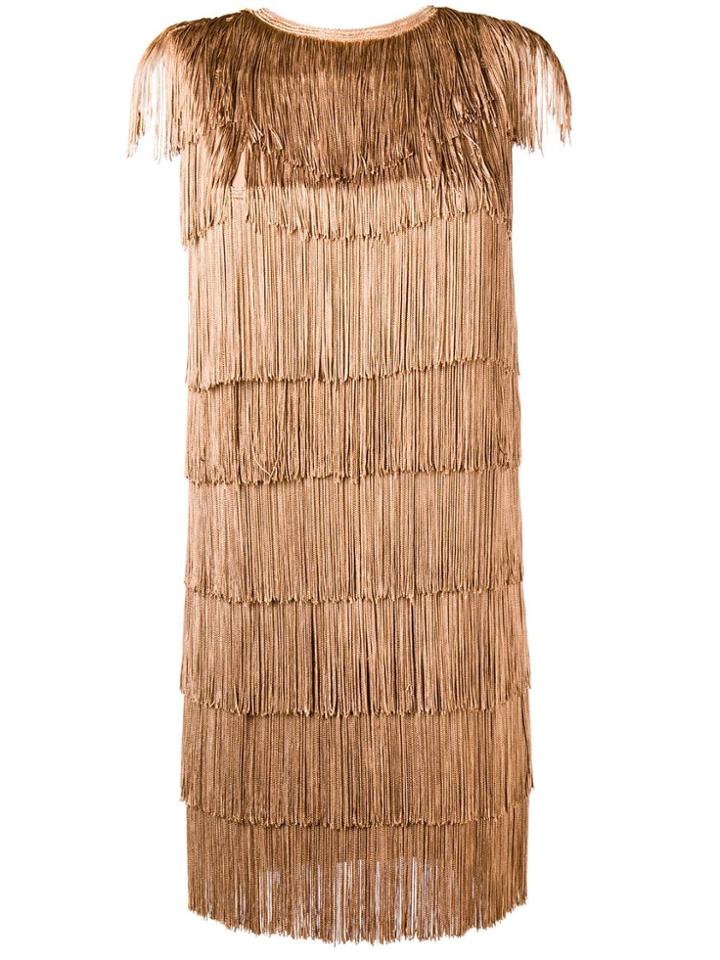 Norma Kamali All-over Fringe Mini Dress - Brown