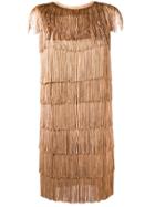 Norma Kamali All-over Fringe Mini Dress - Brown