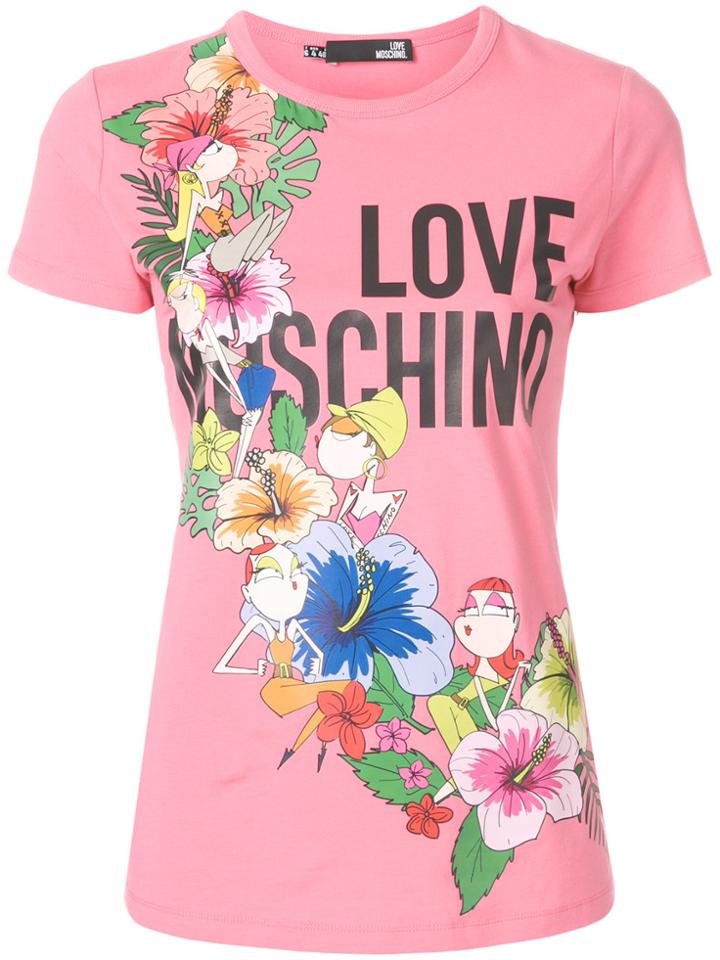Love Moschino Front Logo T-shirt - Pink & Purple
