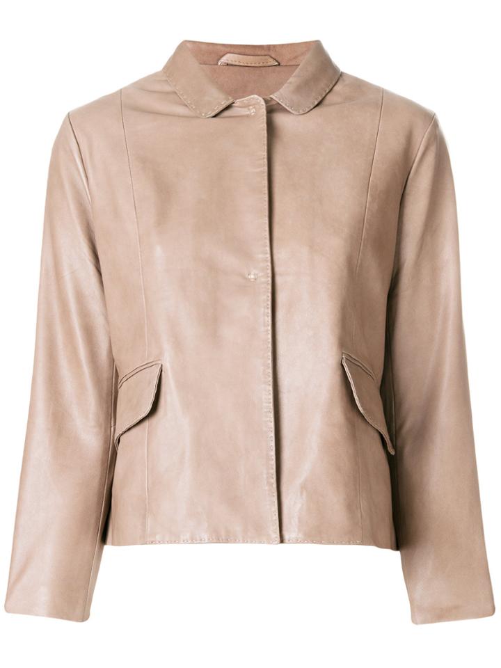 S.w.o.r.d 6.6.44 Concealed Fastening Leather Jacket - Brown