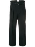 Red Valentino High Waisted Cropped Trousers - Black