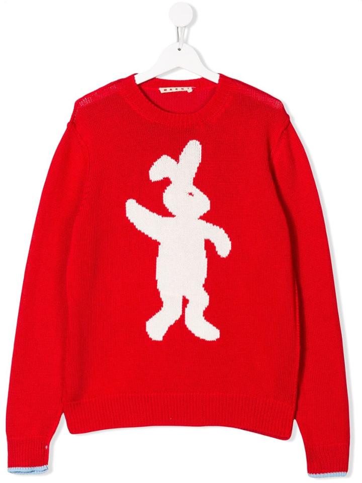 Marni Kids Teen Intarsia Knit Jumper - Red