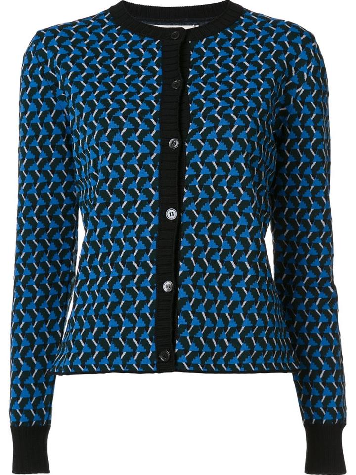 Marni Geometric Intarsia Cardigan, Women's, Size: 36, Blue, Nylon/virgin Wool