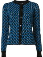 Marni Geometric Intarsia Cardigan, Women's, Size: 36, Blue, Nylon/virgin Wool
