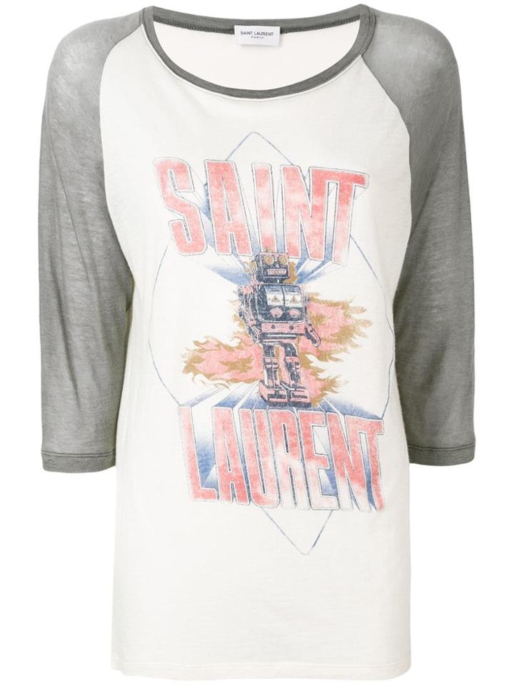 Saint Laurent Robot Baseball T-shirt - Neutrals