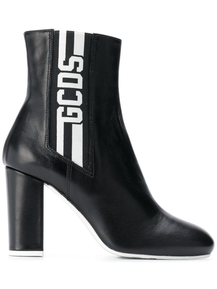Gcds Side Logo Stripe Ankle Boots - Black