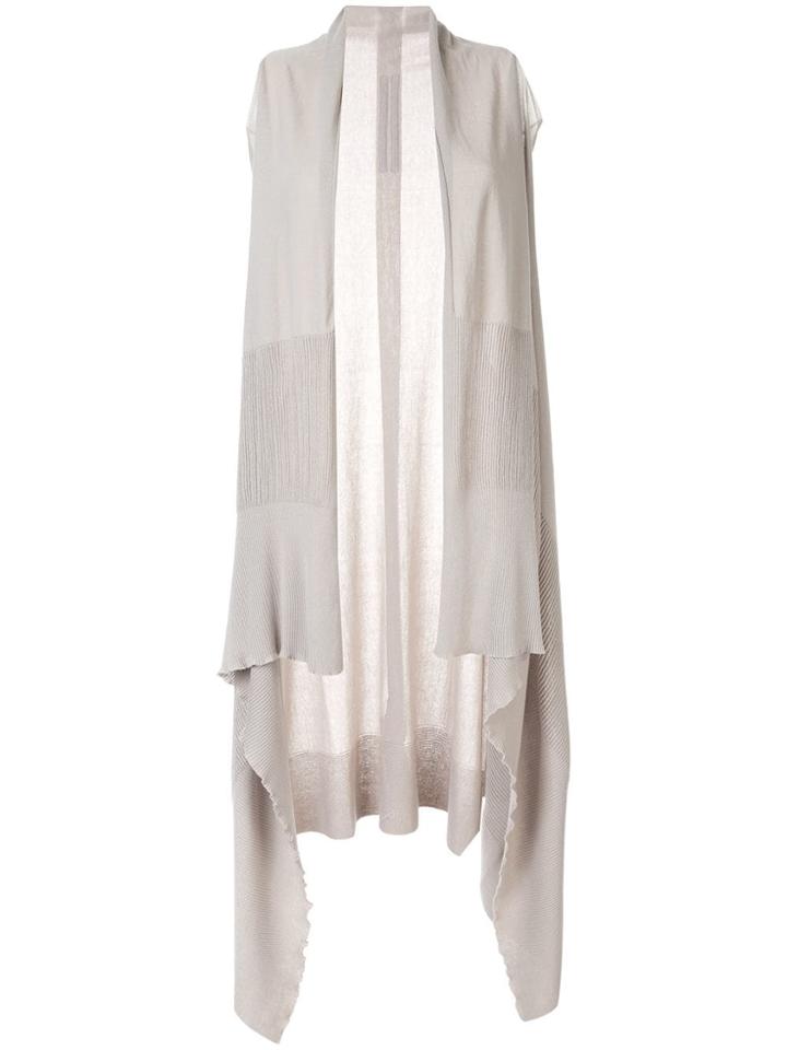 Rick Owens Longline Ribbed Panel Cardigan - Neutrals